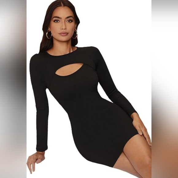 SHEIN Dresses & Skirts - Shein Black‎ Long Sleeve Bodycon Dress Womens Medium
